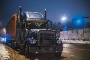 Semi-truck idle after an accident in New York.