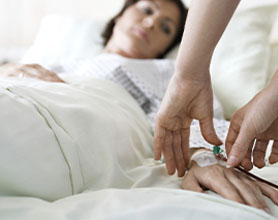 Injured woman receiving medical attention