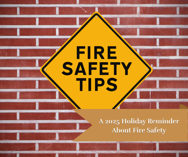 brick wall with sign saying fire safety tips