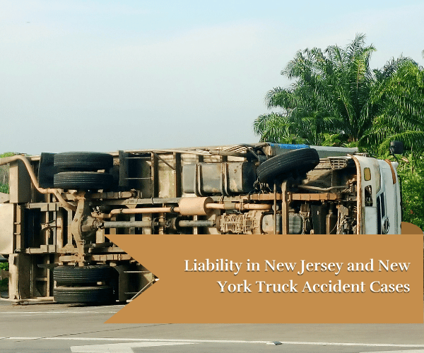 image of truck lying on the road on its side
